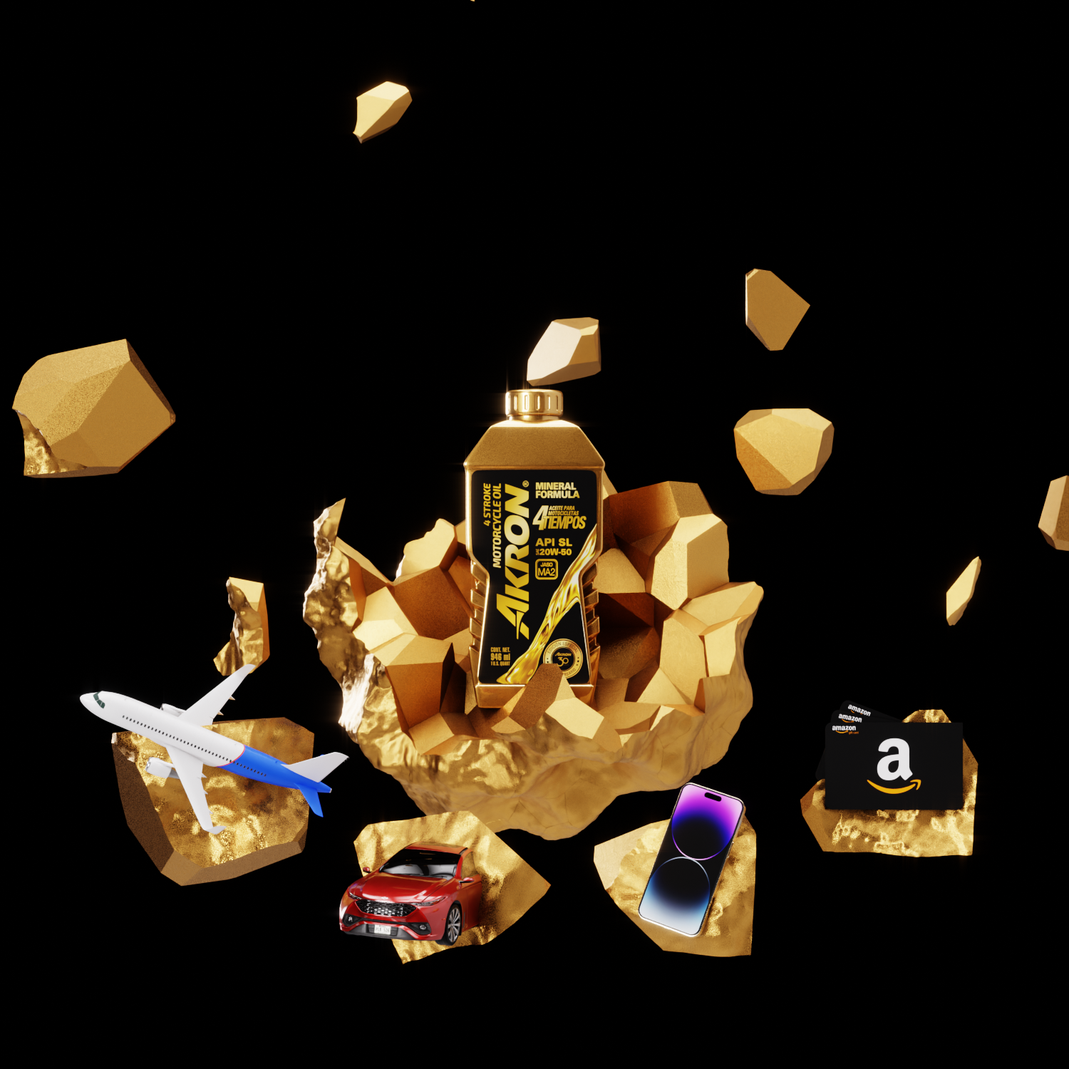 Akron explosión dorada render