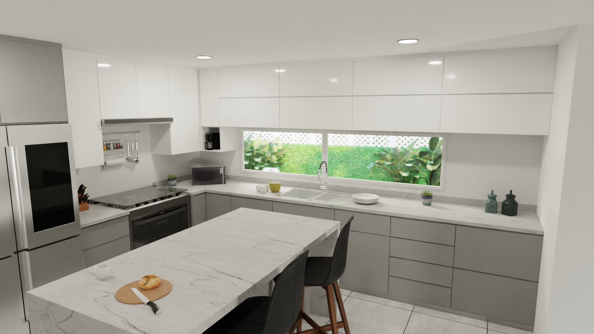 Cocina render arquitectónico